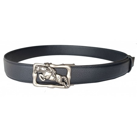 Ceinture noire en cuir homme lanière et boucle scorpion