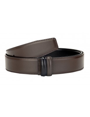 Lanière B5 réversible en cuir pleine fleur marron et noir