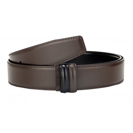 Lanière B5 réversible en cuir pleine fleur marron et noir