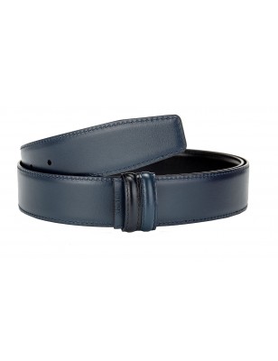 Lanière b5 bicolore cuir pleine fleur bleu et noir