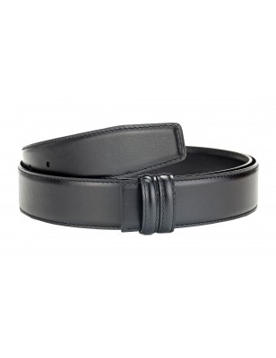 Lanière B5 réversible en cuir pleine fleur gris et noir.