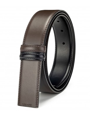 Lanière bicolore marron et noire B5 en cuir pleine fleur grand luxe