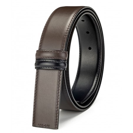 Lanière bicolore marron et noire B5 en cuir pleine fleur grand luxe