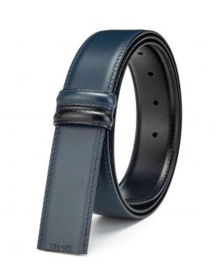 Lanière b5 bicolore cuir pleine fleur bleu et noir