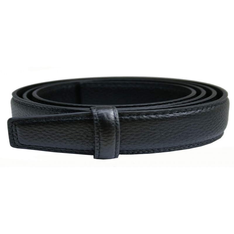 Lanière B2 Noire cuir pleine fleur finition Les Classiques pour ceinture à boucle automatique