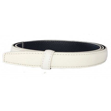 Lanière Blanche cuir Lady pleine fleur  finition Luxe pour ceinture à boucle automatique