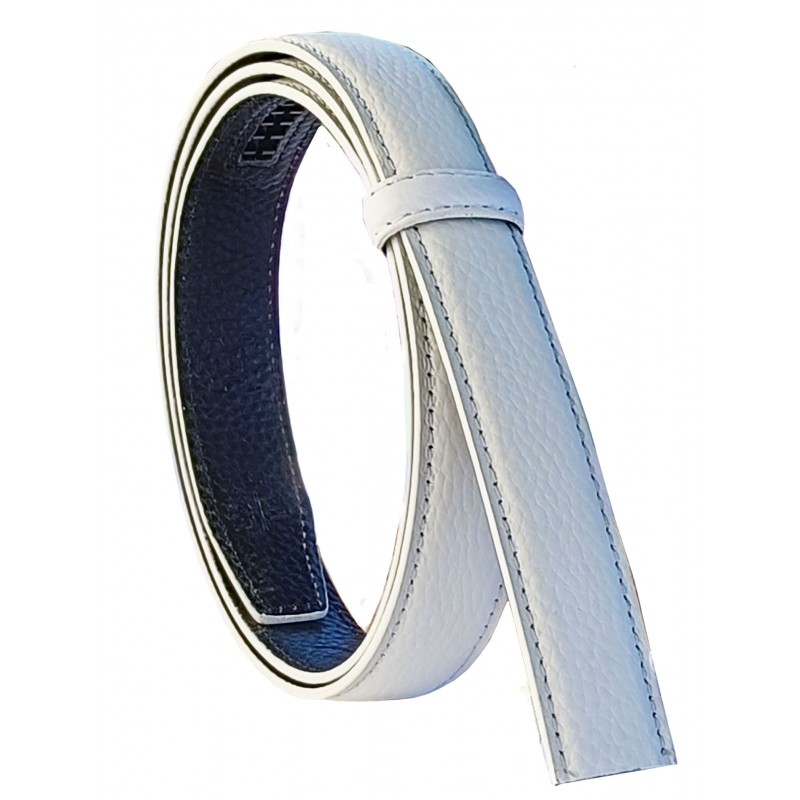 Lanière Blanche cuir Lady pleine fleur  finition Luxe pour ceinture à boucle automatique