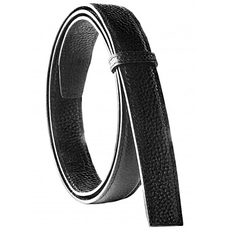 Lanière cuir Lady pleine fleur noire finition Luxe pour ceinture à boucle automatique