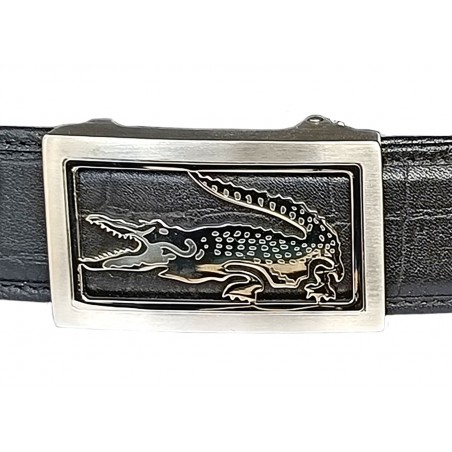 Ceinture homme automatique sans trou MURUZI 800 cuir noir finition croco – LUXURY