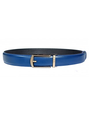 Ceinture automatique en cuir pleine fleur bleu lisse