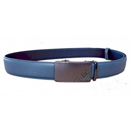 Ceinture en cuir pleine fleur gris avec boucle automatique