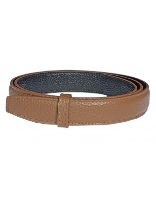 Lanière à crémaillère cuir Lady pleine fleur beige foncée finition Luxe pour ceinture à boucle automatique