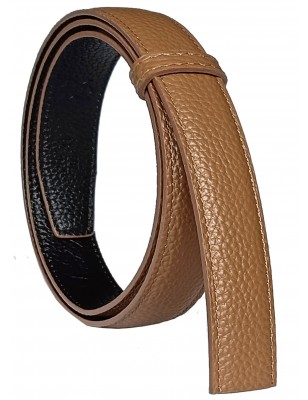 Lanière à crémaillère cuir pleine fleur Luxe beige foncée de la gamme Lady pour ceinture à boucle automatique