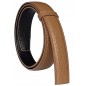 Lanière à crémaillère cuir Lady pleine fleur beige foncée finition Luxe pour ceinture à boucle automatique