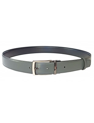 Ceinture grise et noire B5 en cuir pleine fleur grand luxe