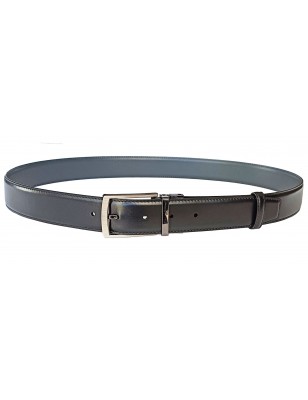 CCR02 ceinture réversible cuir pleine fleur gris et noir