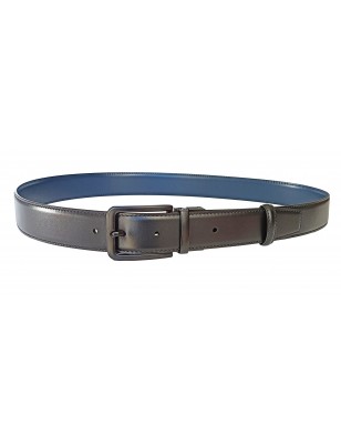 ceinture bicolore bleue et noire B5 en cuir pleine fleur grand luxe