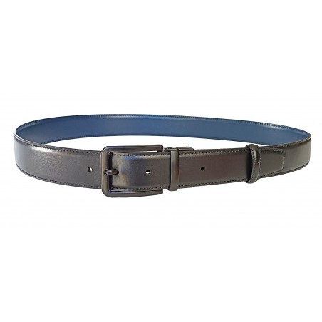 ceinture bicolore bleue et noire B5 en cuir pleine fleur grand luxe