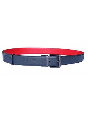 CCR03 ceinture réversible cuir pleine fleur rouge et noir