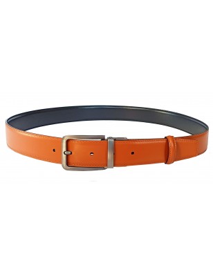 Lanière bicolore camel et noire B5 en cuir pleine fleur grand luxe