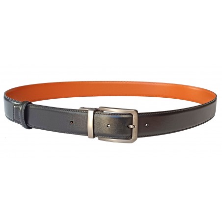 Lanière B5 cuir pleine fleur marron et noir