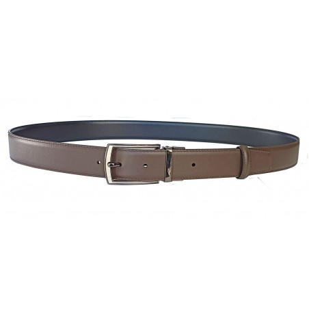 Lanière bicolore marron et noire B5 en cuir pleine fleur grand luxe