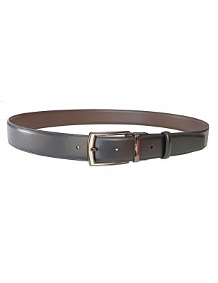 Lanière bicolore marron et noire B5 en cuir pleine fleur grand luxe