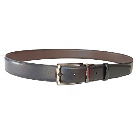CCR05 ceinture réversible cuir pleine fleur marron et noir