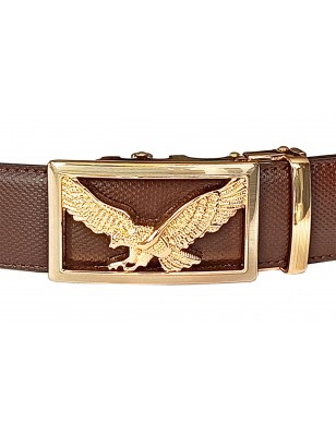 CC601bB5Ceinture en cuir pleine fleur carbone marron avec sa boucle automatique