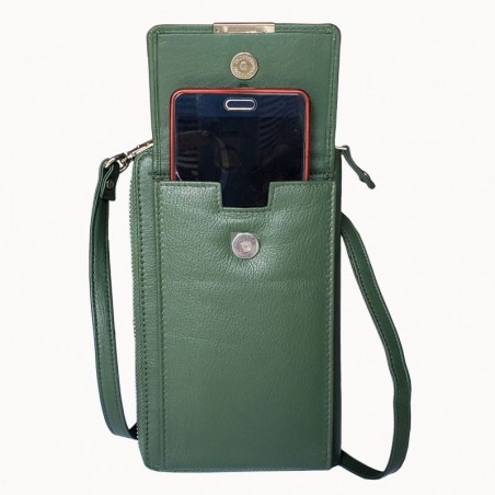 Sacoche téléphone en cuir Pretty haut de gamme couleur Verte
