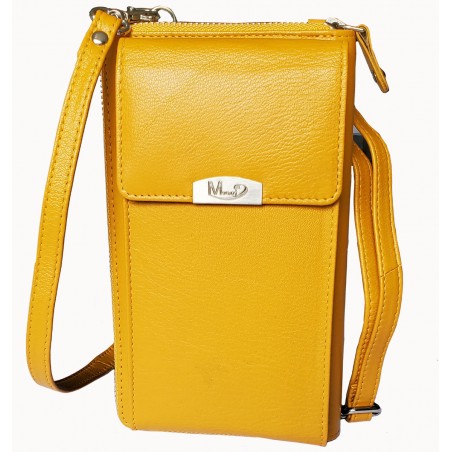 Sacoche téléphone en cuir Pretty haut de gamme couleur Tournesol (jaune)