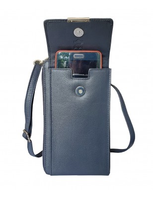 Sacoche téléphone en cuir Pretty haut de gamme couleur Iris (bleu marine)
