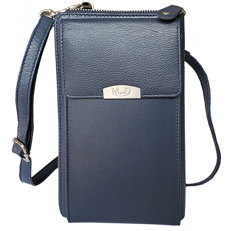 Sacoche téléphone en cuir Pretty haut de gamme couleur Iris (bleu marine)