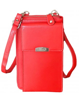 Sacoche téléphone en cuir Pretty haut de gamme couleur Coquelicot (rouge)
