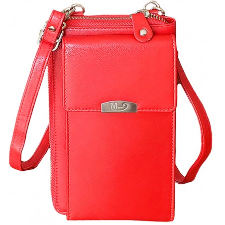 Sacoche téléphone en cuir Pretty haut de gamme couleur Coquelicot (rouge)