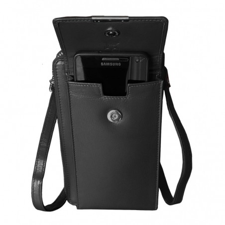 Sacoche téléphone en cuir Pretty haut de gamme couleur Noir (tulipe)