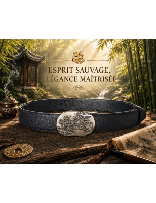 Ceinture en cuir en cuir pleine fleur marron avec sa boucle automatique