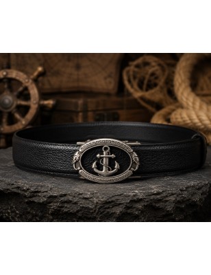 Ceinture en cuir en cuir pleine fleur noir avec sa boucle automatique