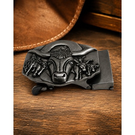 Boucle de ceinture homme Tête de taureau style ceinturon Cowboy
