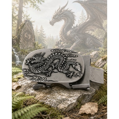 Boucle de ceinture homme Dragon Chinois style ceinturon cadre acier