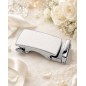 101 Boucle automatique  Femme argentée avec  plaque grain cuir blanc