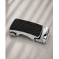 104 Boucle automatique  Femme argentée avec  plaque grain cuir noir