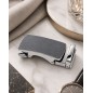 110 Boucle Femme argentée avec plaque grain cuir gris 110 Boucle Femme argentée avec plaque grain cuir gris
