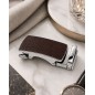 108 Boucle  Femme argentée avec  plaque grain cuir marron foncé