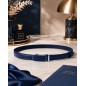 CC105 Ceinture en cuir pleine fleur bleue marine avec boucle automatique assortie CC105 Ceinture en cuir pleine fleur bleue marine avec boucle automatique assortie