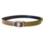 CC118 Ceinture en cuir pleine fleur marron clair avec boucle automatique infini argentée CC118 Ceinture en cuir pleine fleur marron clair avec boucle automatique infini argentée