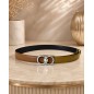 CC118 Ceinture en cuir pleine fleur marron clair avec boucle automatique infini argentée CC118 Ceinture en cuir pleine fleur marron clair avec boucle automatique infini argentée