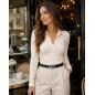 CC136 Ceinture en cuir pleine fleur noir avec boucle automatique double cœur argenté brillant CC136 Ceinture en cuir pleine fleur noir avec boucle automatique double cœur argenté brillant