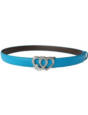 Ceinture  en cuir pleine fleur marron chocolat avec boucle automatique dorée
