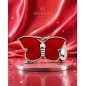 117 Boucle  argentée grand papillon rouge pour ceinture Femme Lady